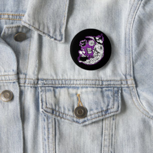 Halloween Crescent Moon Witch Skull 6 Cm Round Badge