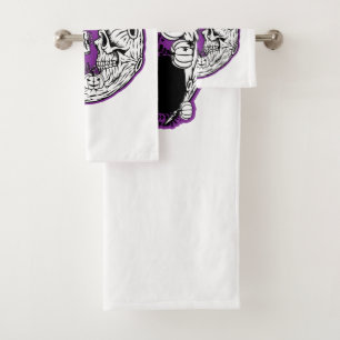 Halloween Crescent Moon Witch Skull Bath Towel Set