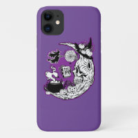 Halloween Crescent Moon Witch Skull