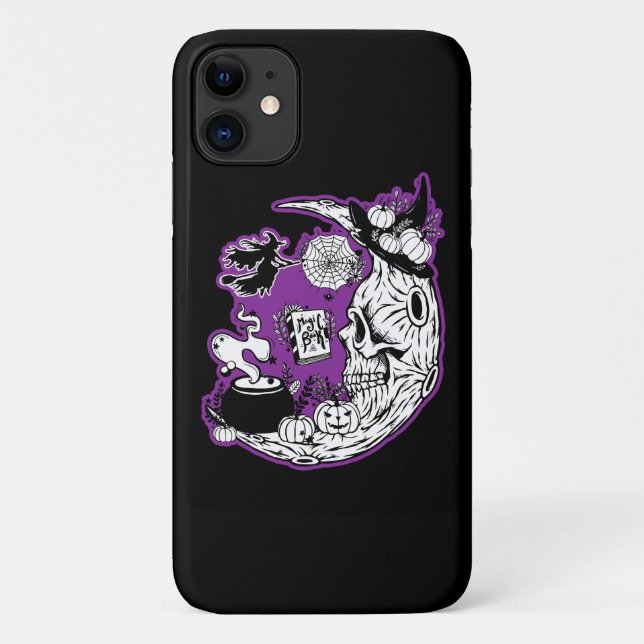 Halloween Crescent Moon Witch Skull Case-Mate iPhone Case (Back)