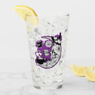 Halloween Crescent Moon Witch Skull Glass