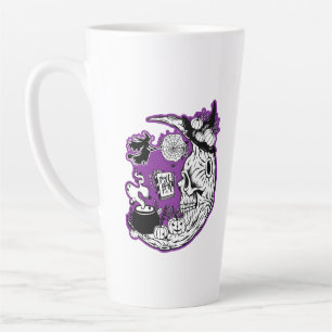 Halloween Crescent Moon Witch Skull Latte Mug