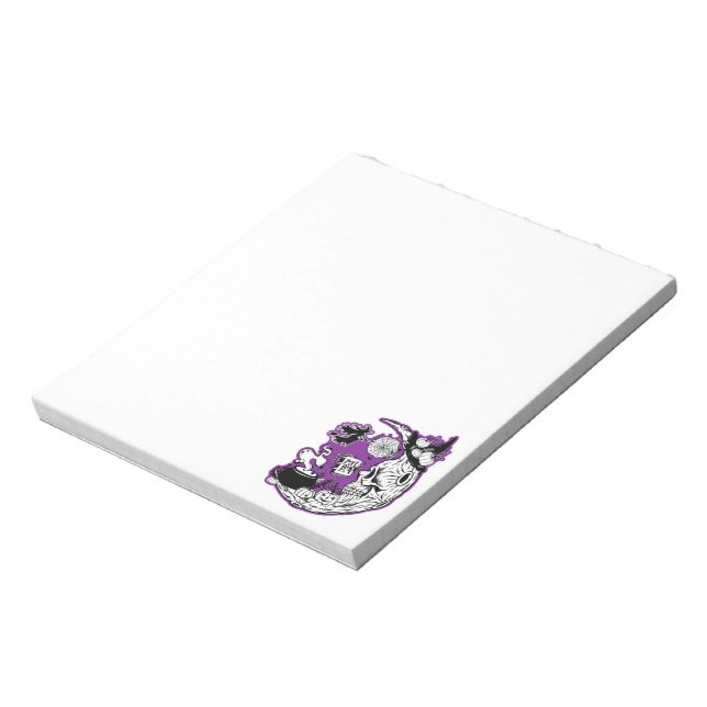 Halloween Crescent Moon Witch Skull Notepad (Rotated)