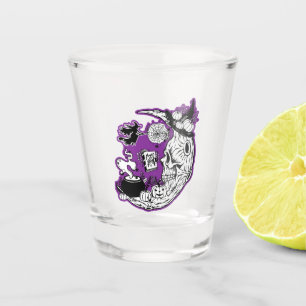 Halloween Crescent Moon Witch Skull Shot Glass
