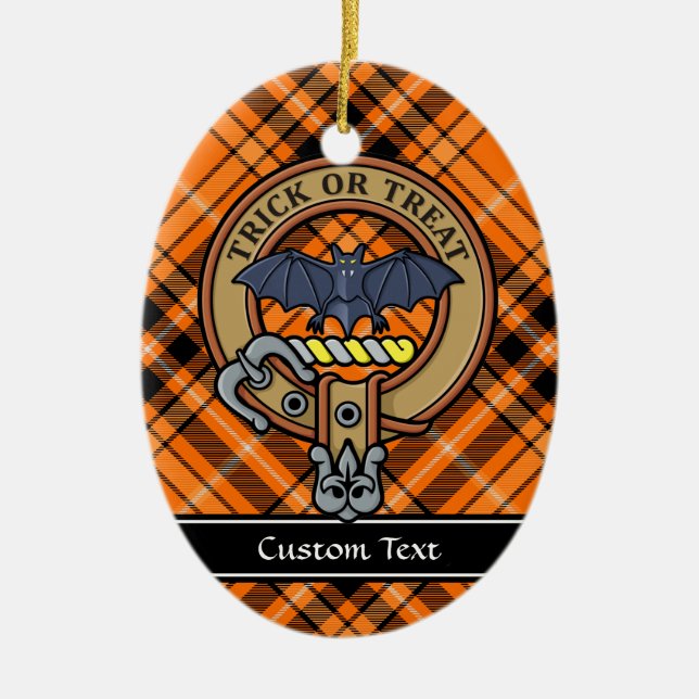 Halloween Crest over Tartan Ceramic Ornament (Front)