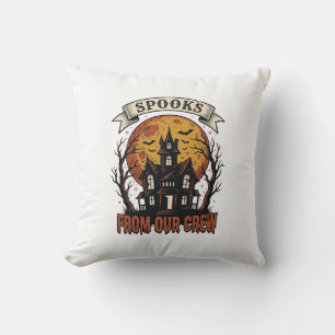 Halloween Crew Shirt Vintage Haunted House Design_ Cushion