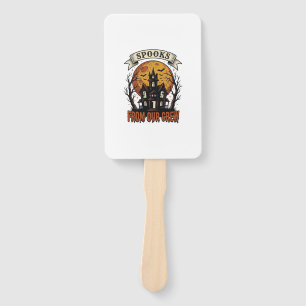 Halloween Crew Shirt Vintage Haunted House Design_ Hand Fan