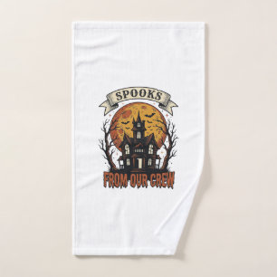 Halloween Crew Shirt Vintage Haunted House Design_ Hand Towel