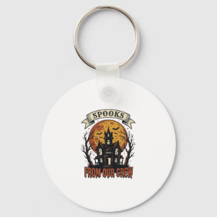 Halloween Crew Shirt Vintage Haunted House Design_ Key Ring