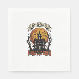 Halloween Crew Shirt Vintage Haunted House Design_ Napkin