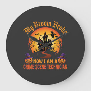 Halloween Crime Scene Technician Witch Humour Desi Large Clock