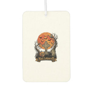Halloween Cross Gravestone Skull Pumpkin Black Cat Car Air Freshener