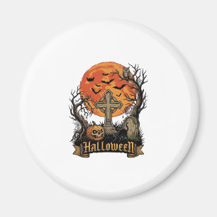 Halloween Cross Gravestone Skull Pumpkin Black Cat Magnet