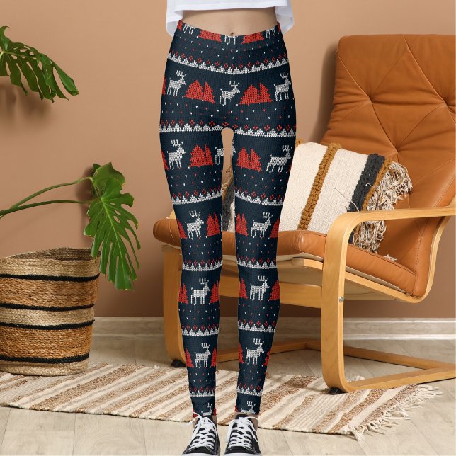 Halloween Crossover Fun Reindeer Christmas Pattern Leggings (Creator Uploaded)