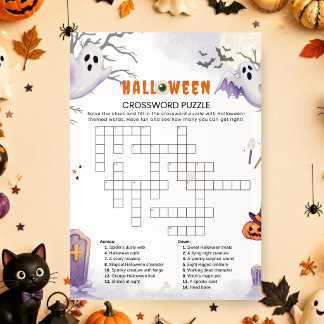 Halloween Crossword Puzzle Game | Spooky Party Invitation