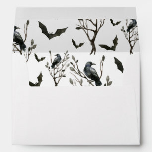 Halloween Crows Bats Black and White Personalised Envelope