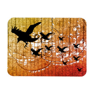 Halloween Crows fly through haunted castle ablaze Magnet