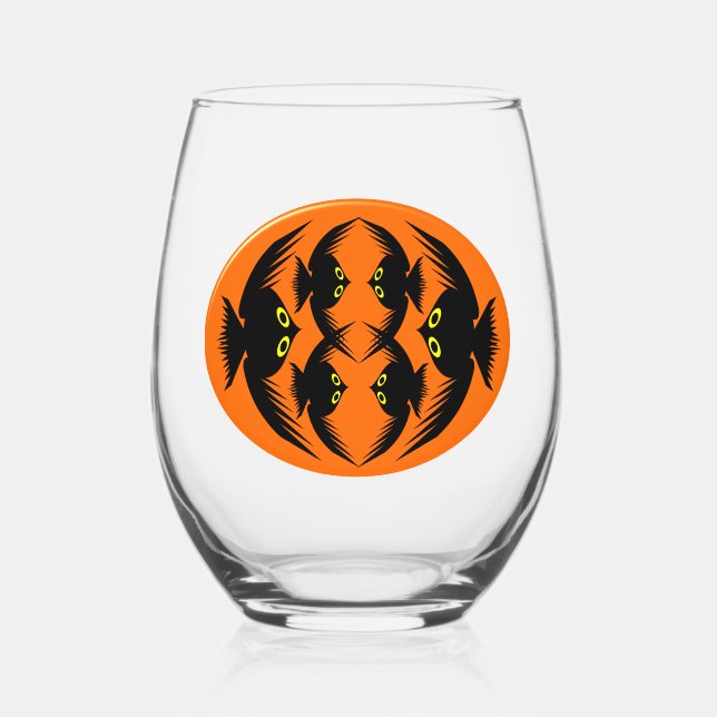 Halloween Crows Stemless Wine Glass (Front)