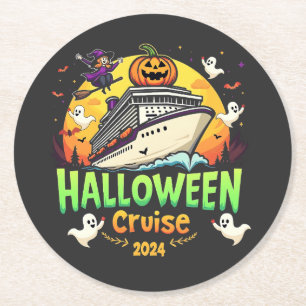 Halloween Cruise 2024 Spooky Cruisng Familly Trip Round Paper Coaster