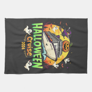 Halloween Cruise 2024 Spooky Cruisng Familly Trip Tea Towel