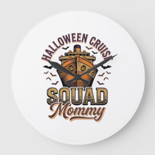 Halloween Cruise Mummy Vintage Ship Squad Design_1 Large Clock