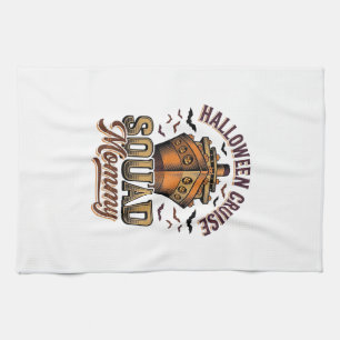 Halloween Cruise Mummy Vintage Ship Squad Design_1 Tea Towel