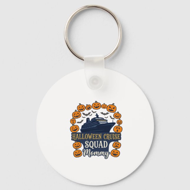 Halloween Cruise Squad Mummy Ship Pumpkins Bats_1 Key Ring (Front)