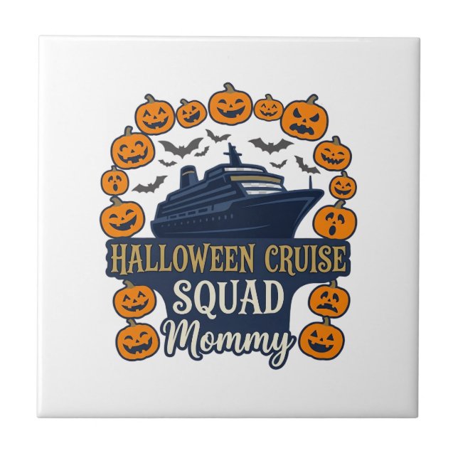 Halloween Cruise Squad Mummy Ship Pumpkins Bats_1 Tile (Front)