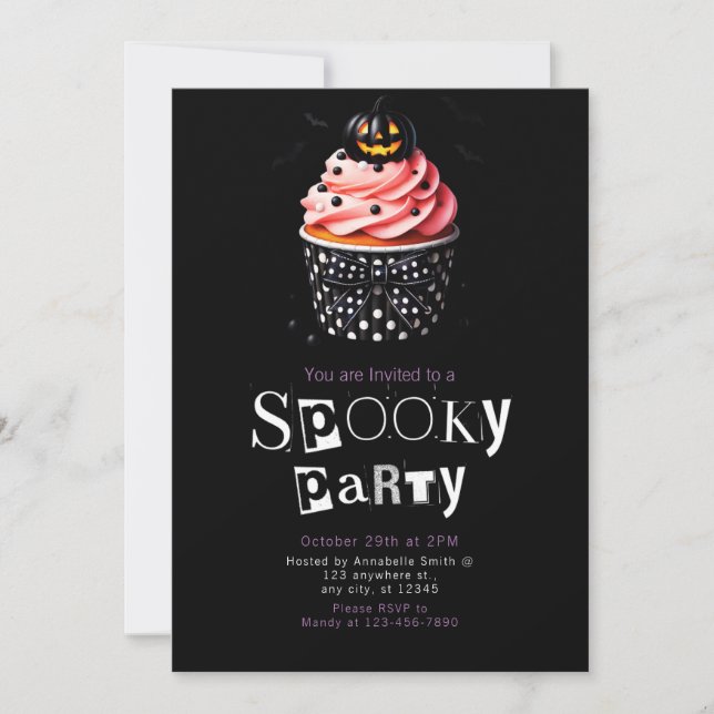 Halloween Cupcake Cute Modern Minimalist Halloween Invitation (Front)