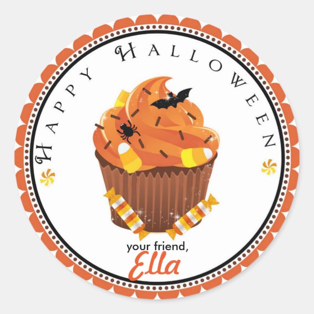 Halloween cupcake goodie bag favour stickers (Front)