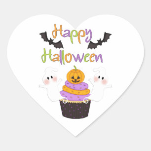 Halloween Cupcake Sign Heart Sticker