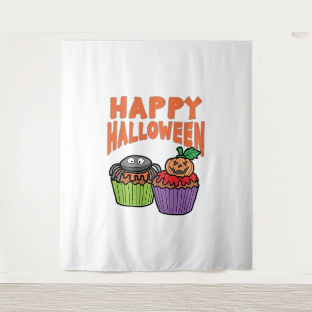 Halloween cupcakes tapestry (Front)