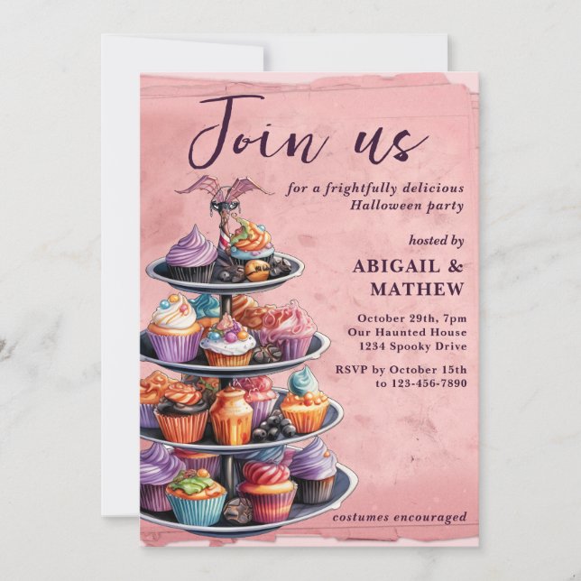Halloween Cupcakes Trendy Halloween Party Invitation (Front)
