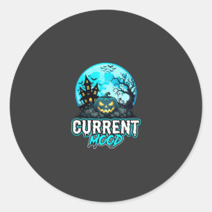 Halloween Current Mood Haunted Pumpkin Classic Round Sticker