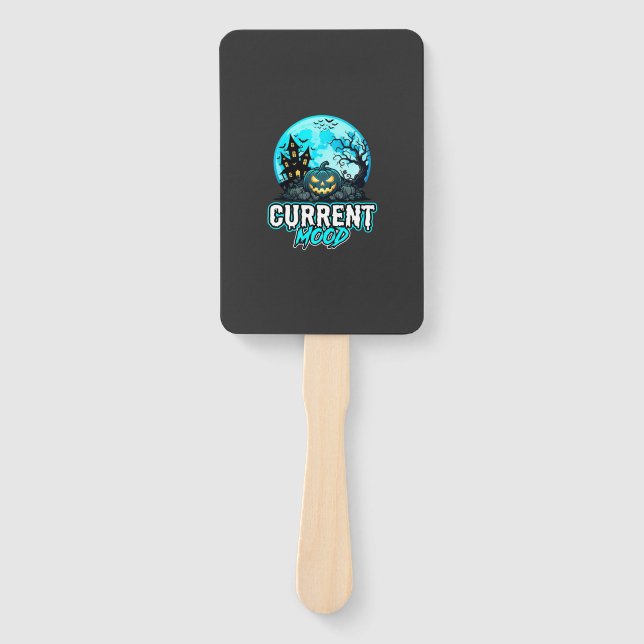 Halloween Current Mood Haunted Pumpkin Hand Fan (Front)