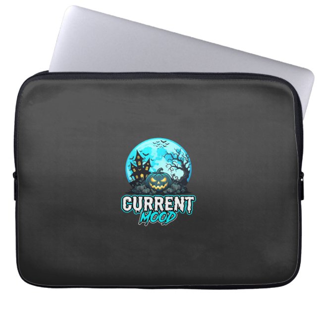 Halloween Current Mood Haunted Pumpkin Laptop Sleeve (Front)