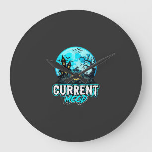 Halloween Current Mood Haunted Pumpkin Large Clock