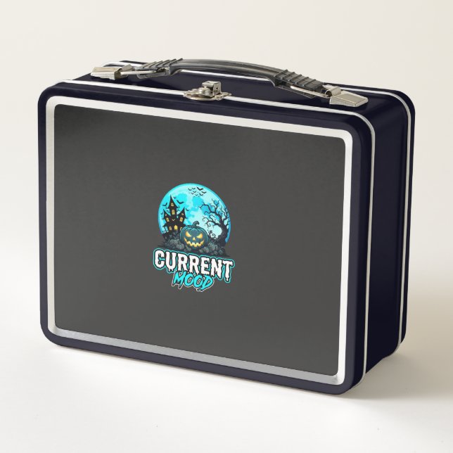 Halloween Current Mood Haunted Pumpkin Metal Lunch Box (Front)