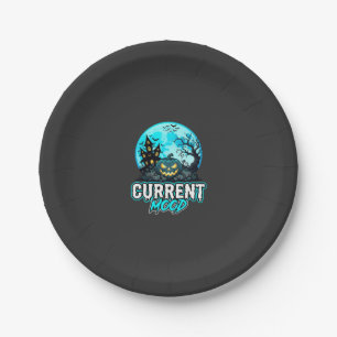 Halloween Current Mood Haunted Pumpkin Paper Plate