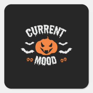 Halloween Current Mood Pumpkin Birthday Square Sticker