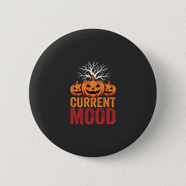 Halloween Current Mood Pumpkin Tree Design 6 Cm Round Badge (Front)