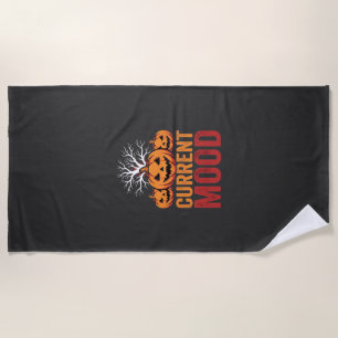 Halloween Current Mood Pumpkin Tree Design Beach Towel
