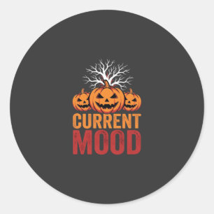 Halloween Current Mood Pumpkin Tree Design Classic Round Sticker
