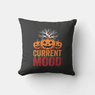 Halloween Current Mood Pumpkin Tree Design Cushion