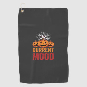 Halloween Current Mood Pumpkin Tree Design Golf Towel