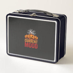 Halloween Current Mood Pumpkin Tree Design Metal Lunch Box