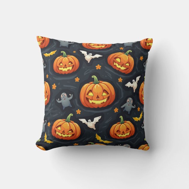 Halloween cushion with monsters and pumpkins like  (Front)