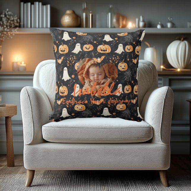Halloween Custom Baby´s Name & Motivational Quote Cushion (Creator Uploaded)