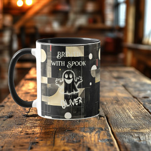 Halloween custom - Brewed with Spook Ghost Black Mug