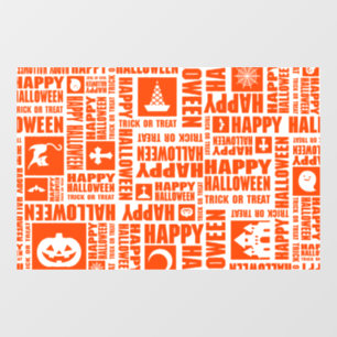 Halloween Custom Cool Whimsical Typography Orange Window Cling